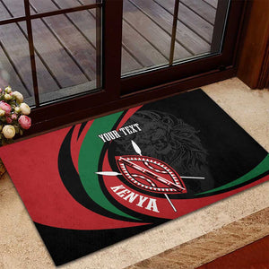 Kenya Personalized Rubber Doormat Mashujaa Day Lion Warrior