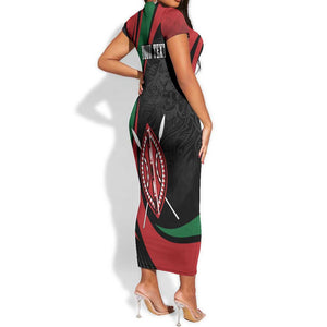 Kenya Personalized Short Sleeve Bodycon Dress Mashujaa Day Lion Warrior