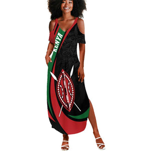 Kenya Personalized Summer Maxi Dress Mashujaa Day Lion Warrior