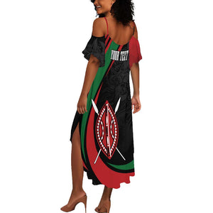 Kenya Personalized Summer Maxi Dress Mashujaa Day Lion Warrior