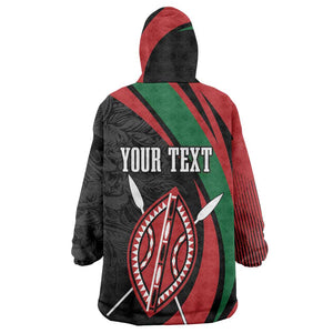 Kenya Personalized Wearable Blanket Hoodie Mashujaa Day Lion Warrior