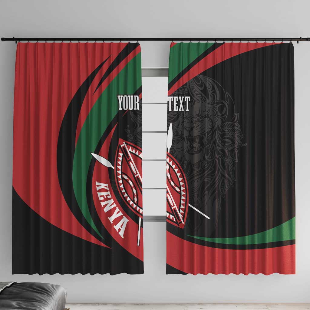 Kenya Personalized Window Curtain Mashujaa Day Lion Warrior