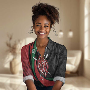 Kenya Personalized Women Casual Shirt Mashujaa Day Lion Warrior