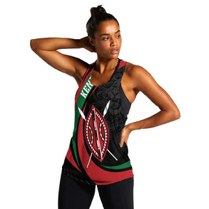 Kenya Personalized Women Racerback Tank Mashujaa Day Lion Warrior