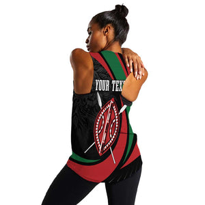 Kenya Personalized Women Racerback Tank Mashujaa Day Lion Warrior