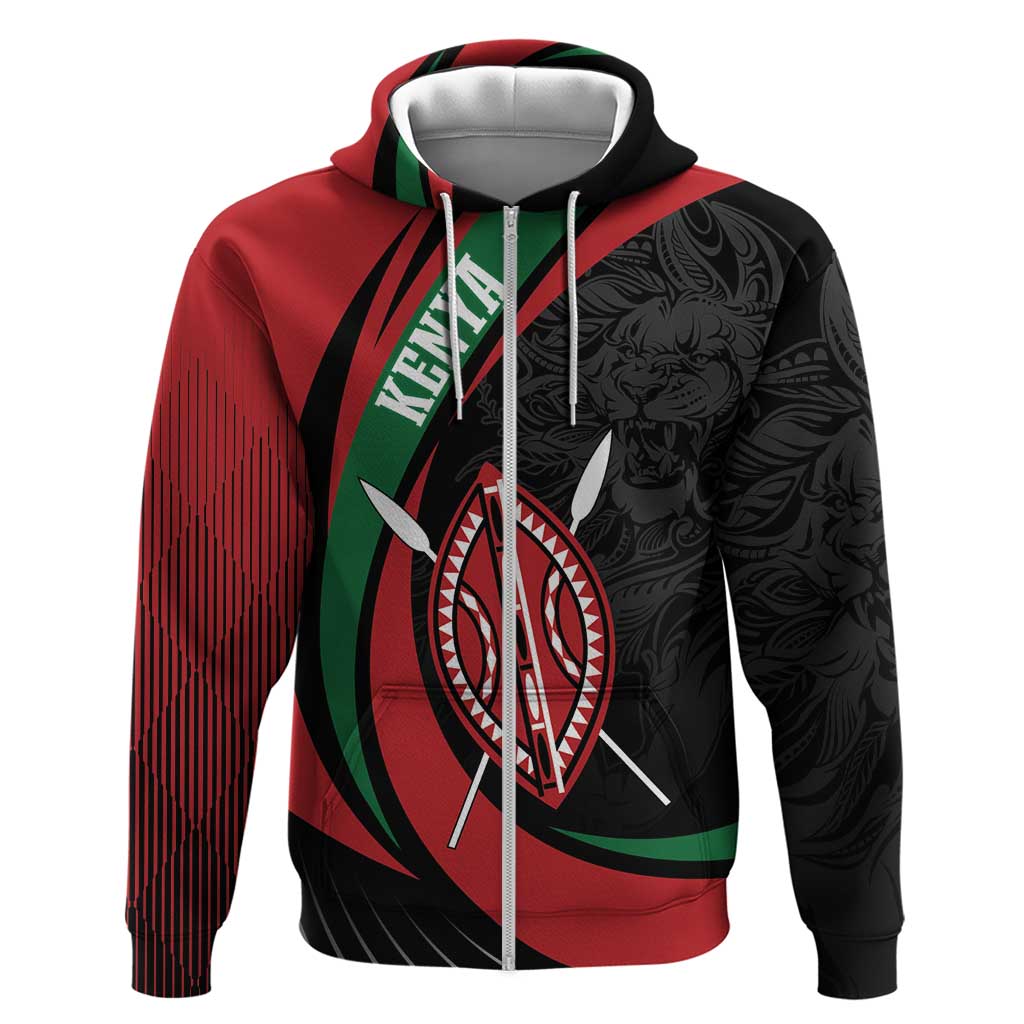 Kenya Personalized Zip Hoodie Mashujaa Day Lion Warrior