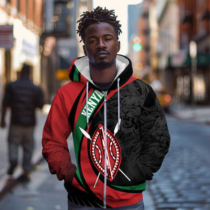 Kenya Personalized Zip Hoodie Mashujaa Day Lion Warrior