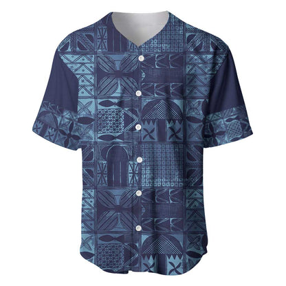 Yoruba Adire Eleko Patterns Baseball Jersey Indigo Vintage