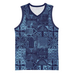 Yoruba Adire Eleko Patterns Basketball Jersey Indigo Vintage LT7