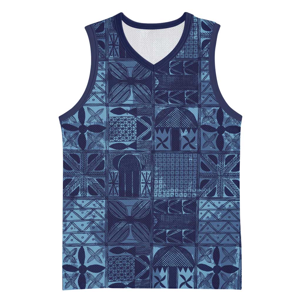 Yoruba Adire Eleko Patterns Basketball Jersey Indigo Vintage LT7