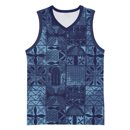 Yoruba Adire Eleko Patterns Basketball Jersey Indigo Vintage LT7