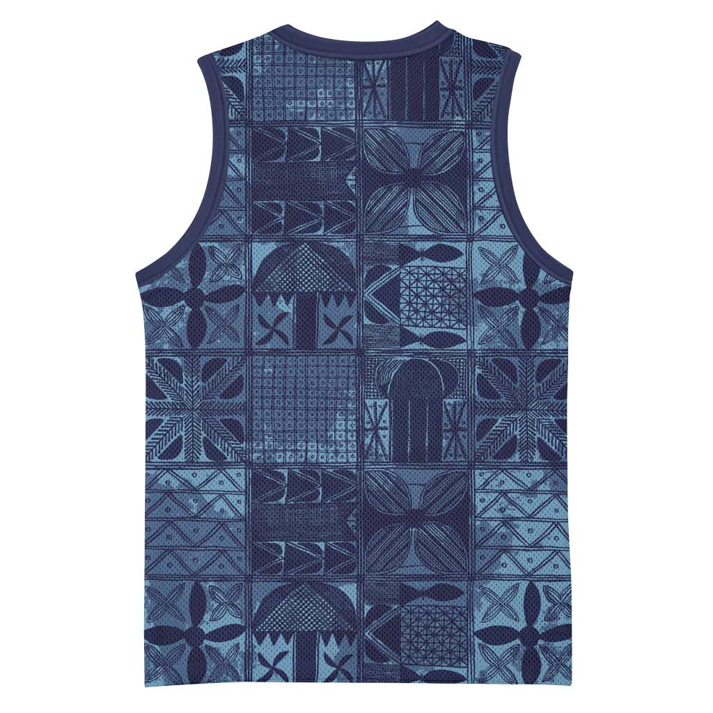 Yoruba Adire Eleko Patterns Basketball Jersey Indigo Vintage LT7