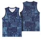 Yoruba Adire Eleko Patterns Basketball Jersey Indigo Vintage LT7