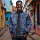 Yoruba Adire Eleko Patterns Bomber Jacket Indigo Vintage
