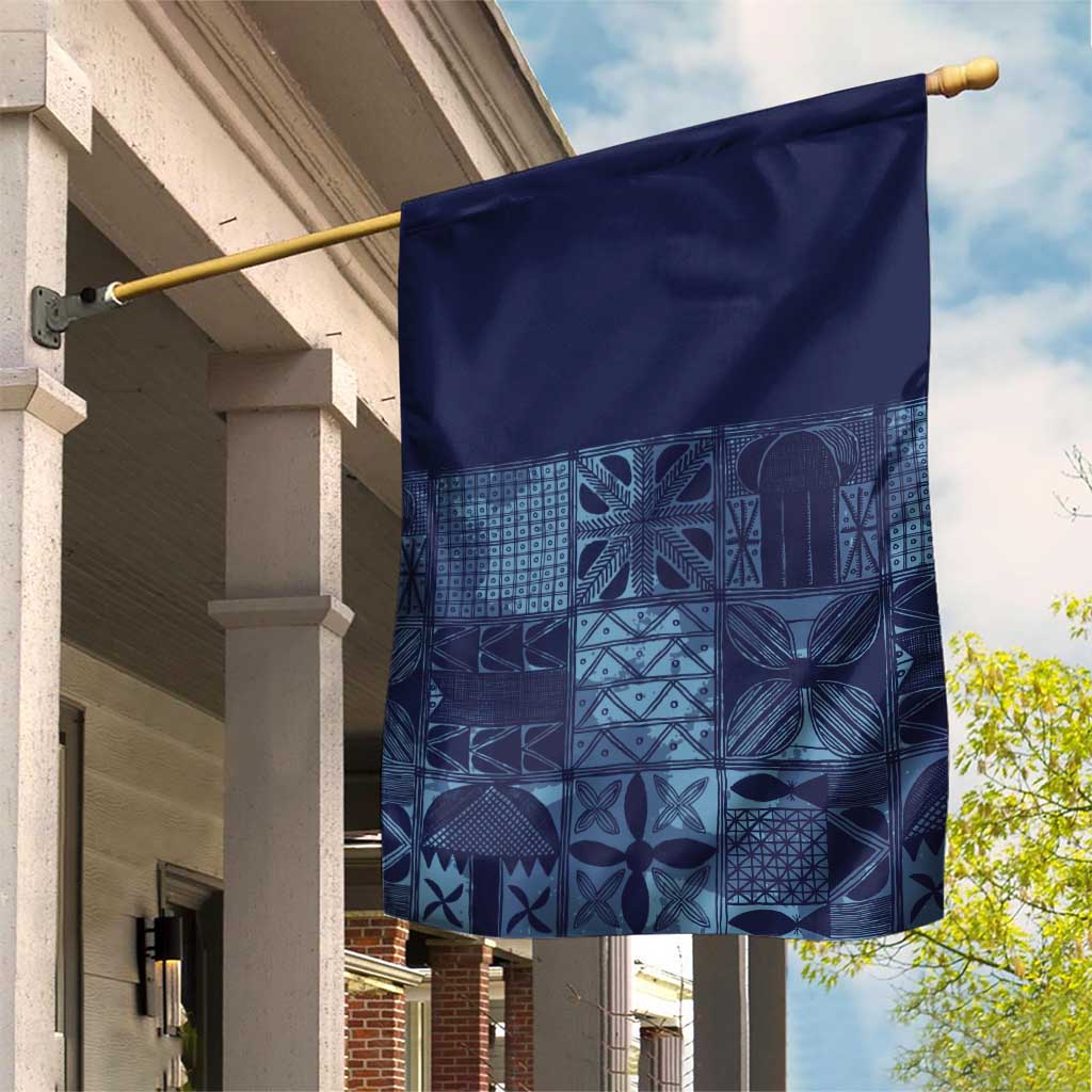 Yoruba Adire Eleko Patterns Garden Flag Indigo Vintage