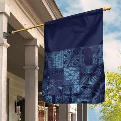Yoruba Adire Eleko Patterns Garden Flag Indigo Vintage