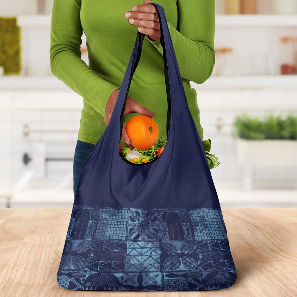 Yoruba Adire Eleko Patterns Grocery Bag Indigo Vintage