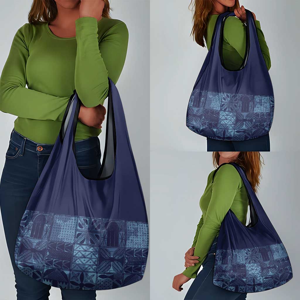 Yoruba Adire Eleko Patterns Grocery Bag Indigo Vintage