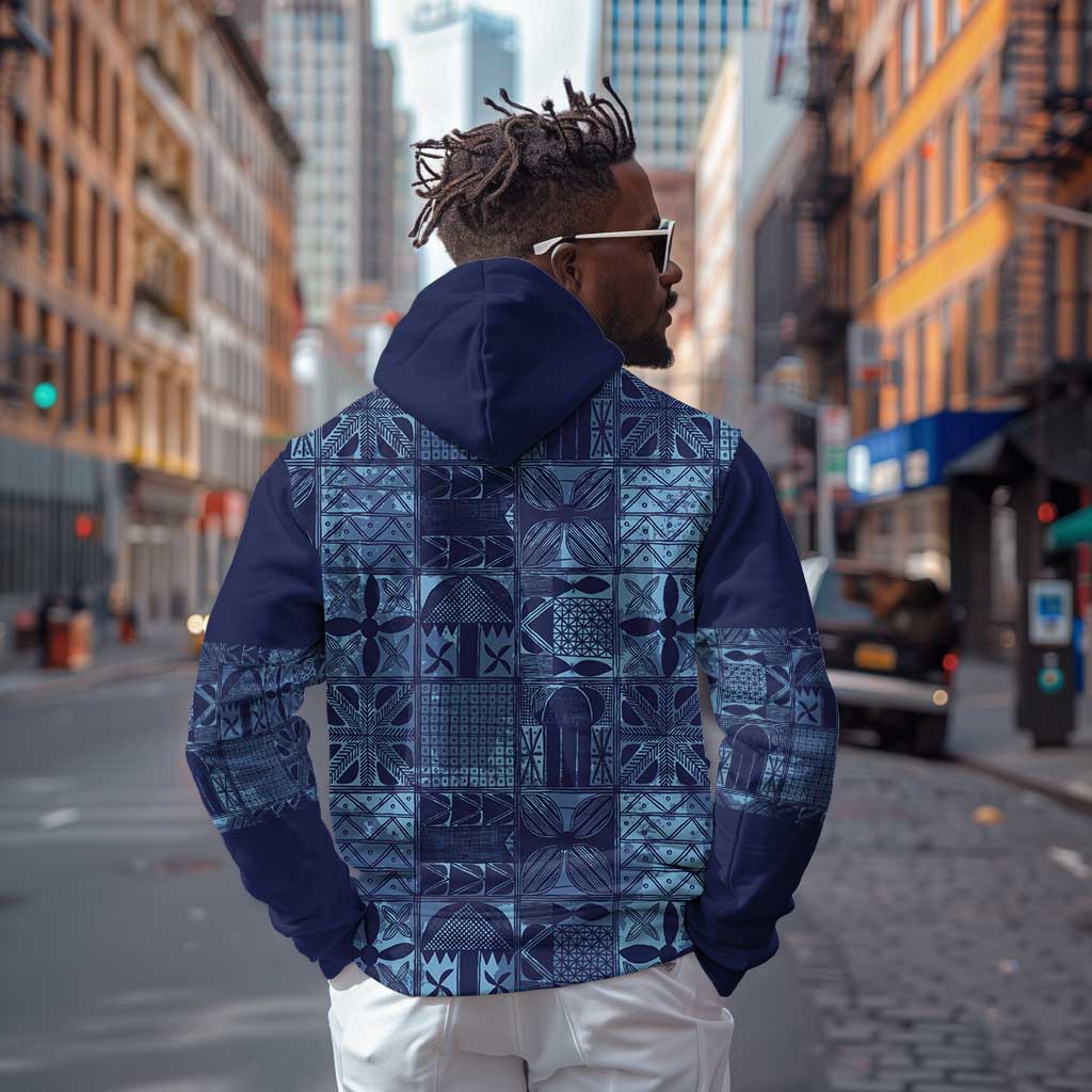 Yoruba Adire Eleko Patterns Hoodie Indigo Vintage
