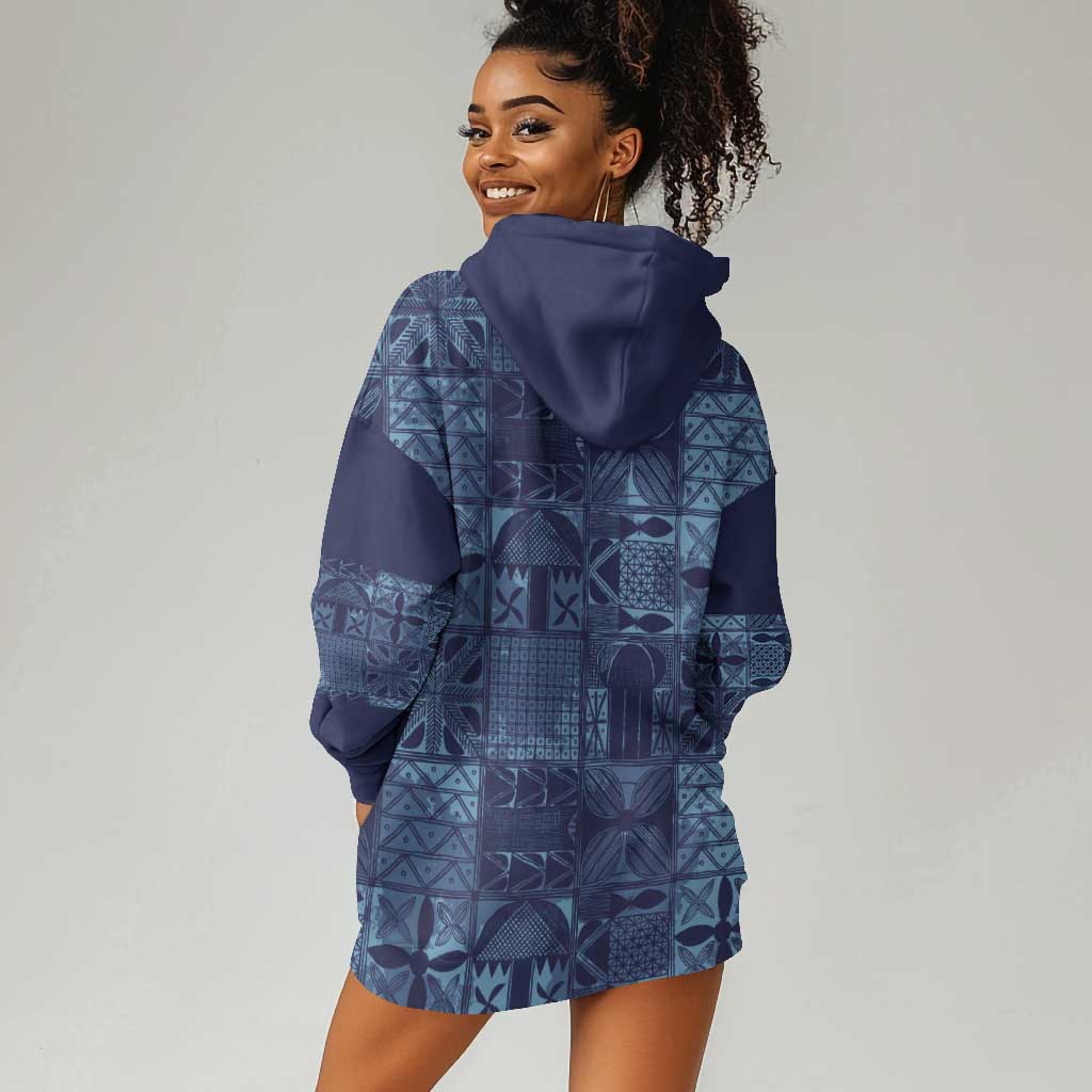 Yoruba Adire Eleko Patterns Hoodie Dress Indigo Vintage
