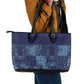 Yoruba Adire Eleko Patterns Leather Tote Bag Indigo Vintage