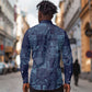 Yoruba Adire Eleko Patterns Long Sleeve Button Shirt Indigo Vintage