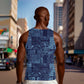 Yoruba Adire Eleko Patterns Men Tank Top Indigo Vintage