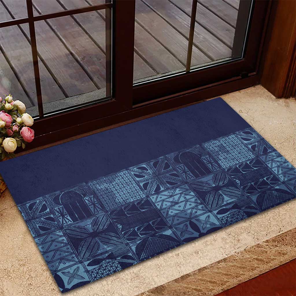 Yoruba Adire Eleko Patterns Rubber Doormat Indigo Vintage