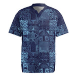 Yoruba Adire Eleko Patterns Rugby Jersey Indigo Vintage