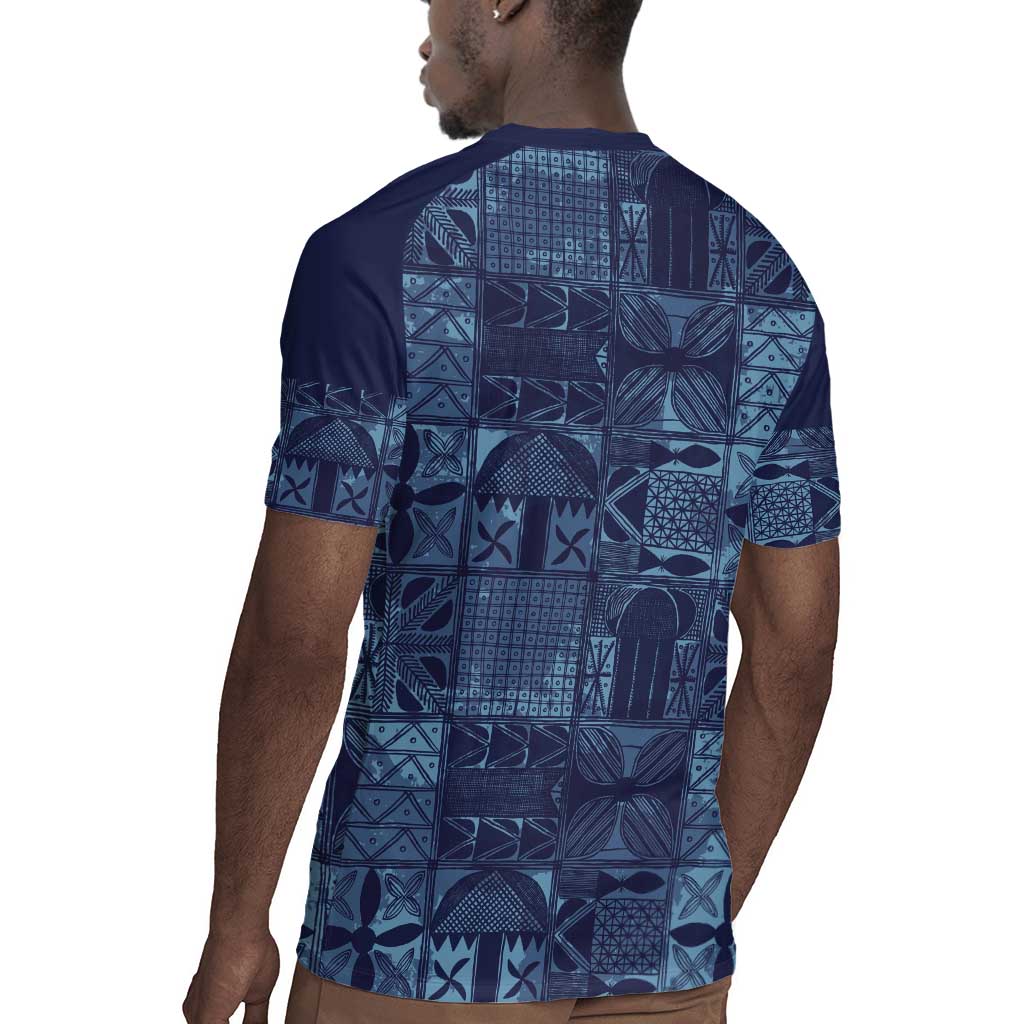 Yoruba Adire Eleko Patterns Rugby Jersey Indigo Vintage