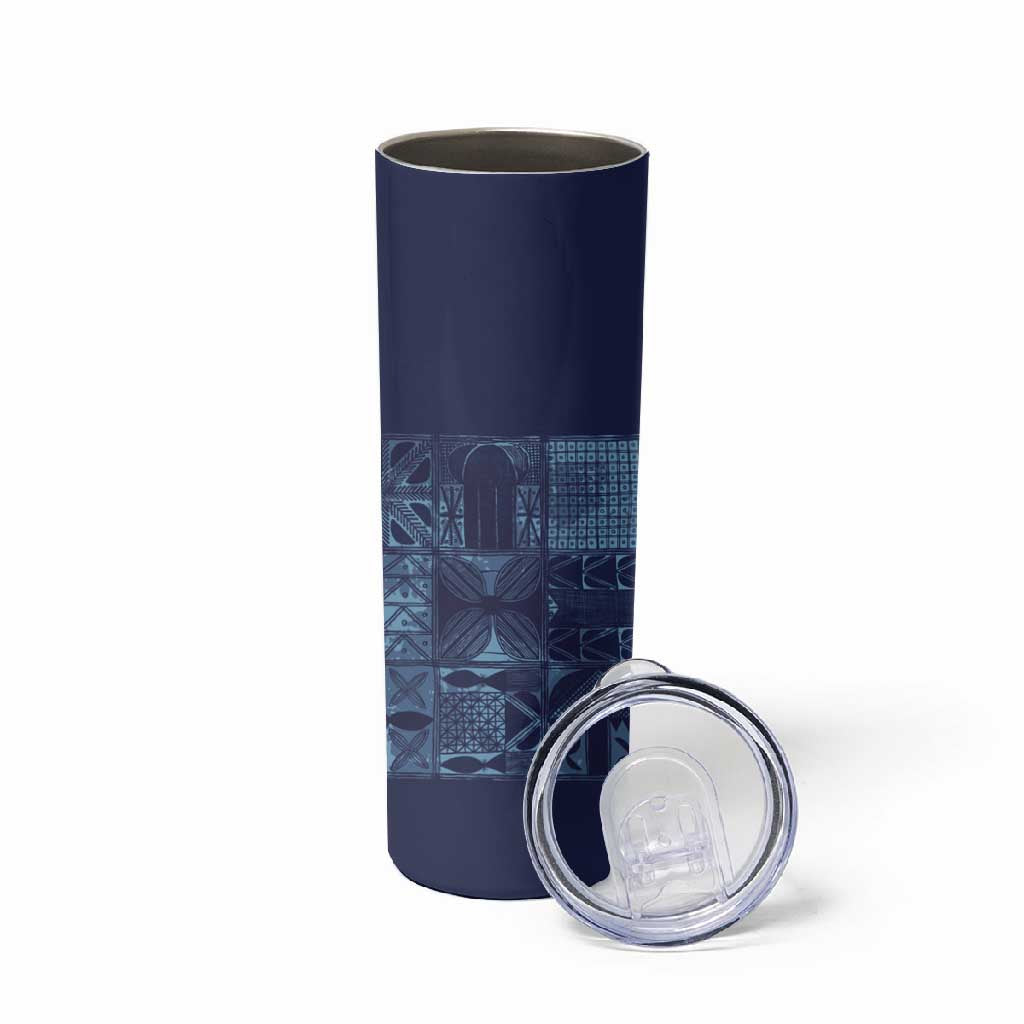 Yoruba Adire Eleko Patterns Skinny Tumbler Indigo Vintage