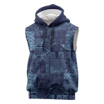 Yoruba Adire Eleko Patterns Sleeveless Hoodie Indigo Vintage - African Pride