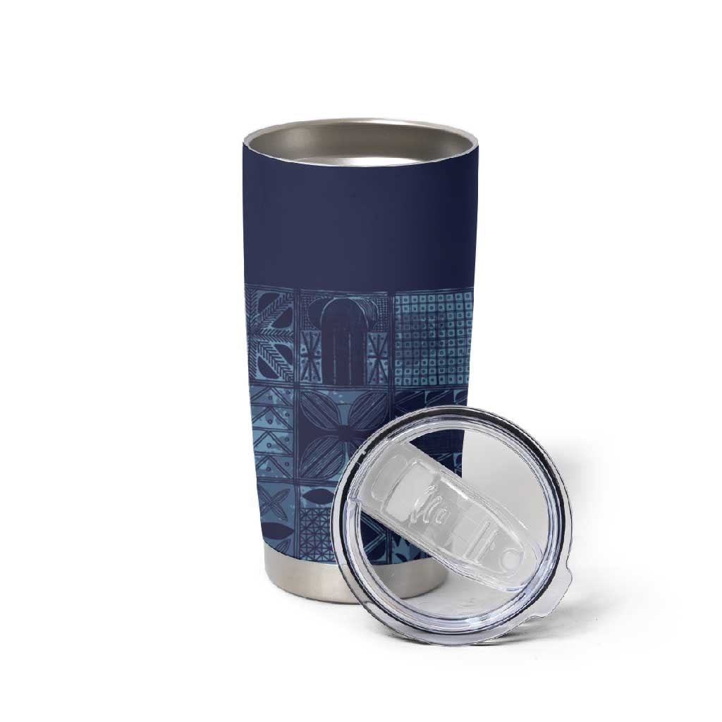 Yoruba Adire Eleko Patterns Tumbler Cup Indigo Vintage