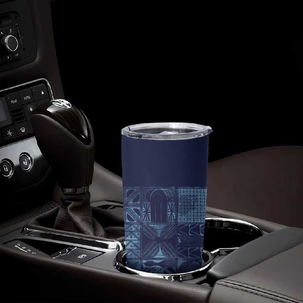 Yoruba Adire Eleko Patterns Tumbler Cup Indigo Vintage