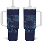 Yoruba Adire Eleko Patterns Tumbler With Handle Indigo Vintage