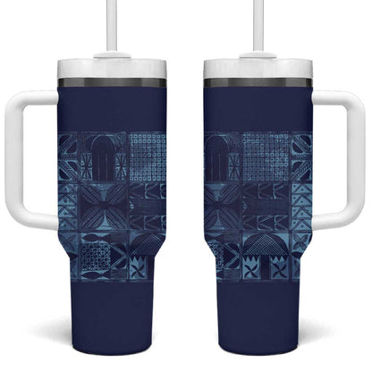 Yoruba Adire Eleko Patterns Tumbler With Handle Indigo Vintage