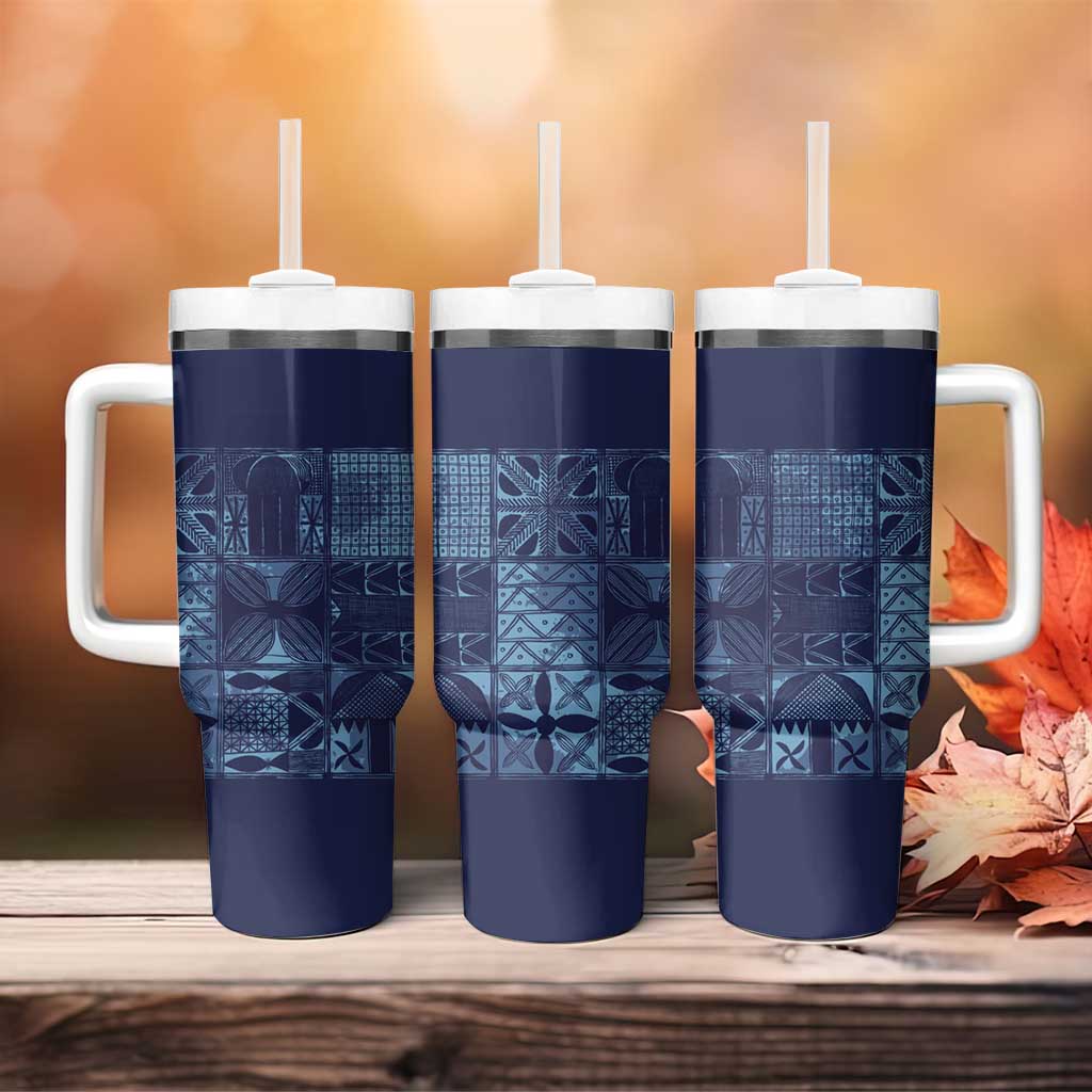 Yoruba Adire Eleko Patterns Tumbler With Handle Indigo Vintage