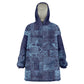 Yoruba Adire Eleko Patterns Wearable Blanket Hoodie Indigo Vintage