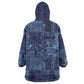 Yoruba Adire Eleko Patterns Wearable Blanket Hoodie Indigo Vintage