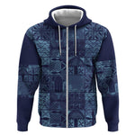 Yoruba Adire Eleko Patterns Zip Hoodie Indigo Vintage
