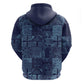 Yoruba Adire Eleko Patterns Zip Hoodie Indigo Vintage