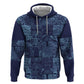 Yoruba Adire Eleko Patterns Zip Hoodie Indigo Vintage