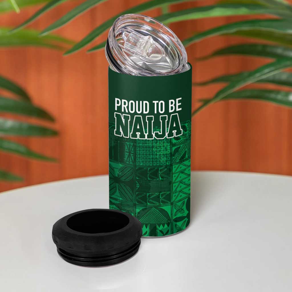 Nigeria Yoruba Adire Patterns 4 in 1 Can Cooler Tumbler Proud To Be Naija