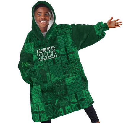 Nigeria Yoruba Adire Patterns Kid Wearable Blanket Hoodie Proud To Be Naija