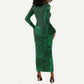 Nigeria Yoruba Adire Patterns Long Sleeve Bodycon Dress Proud To Be Naija