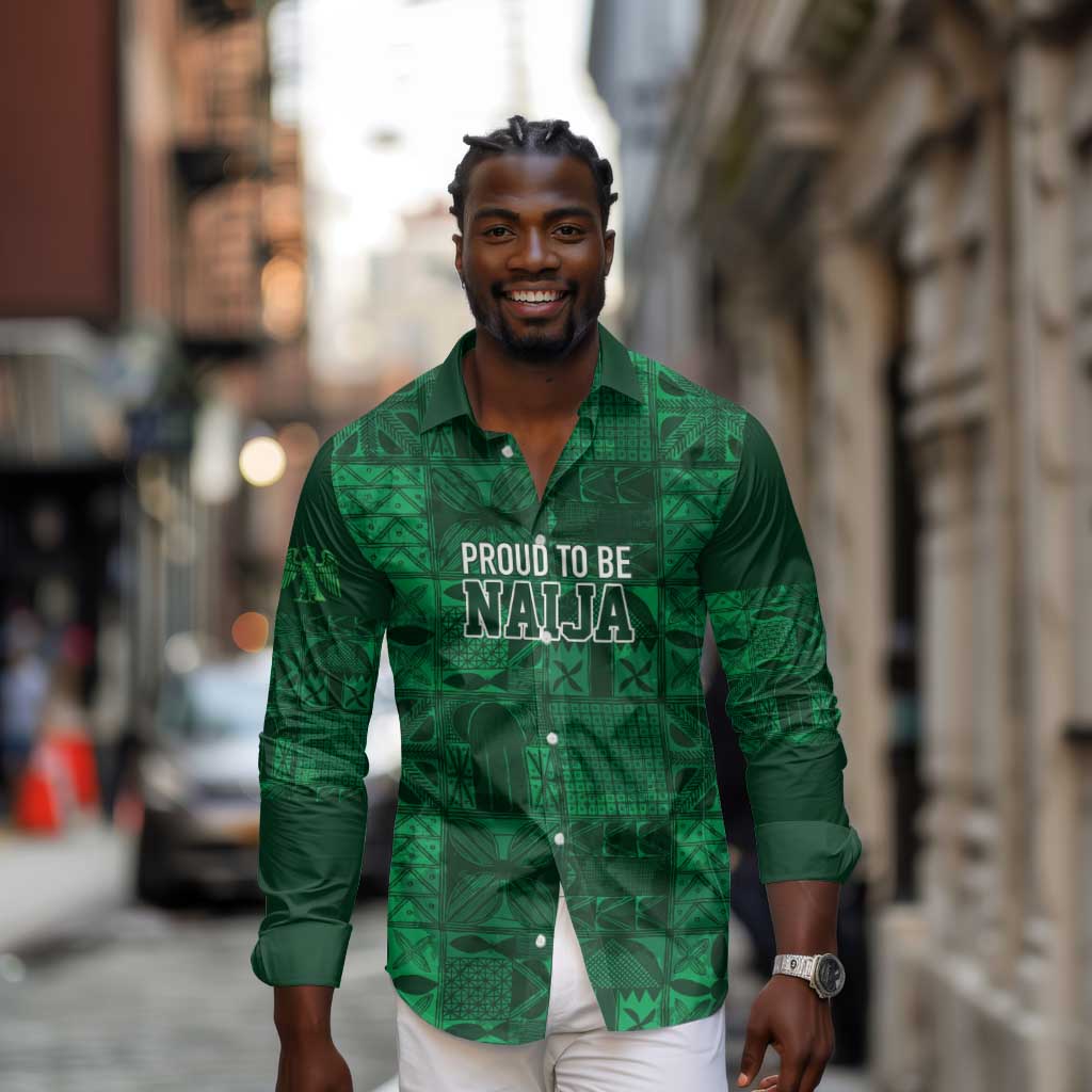 Nigeria Yoruba Adire Patterns Long Sleeve Button Shirt Proud To Be Naija