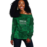 Nigeria Yoruba Adire Patterns Off Shoulder Sweater Proud To Be Naija