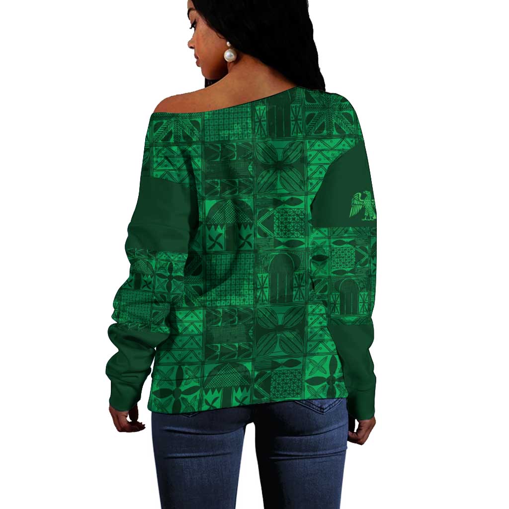 Nigeria Yoruba Adire Patterns Off Shoulder Sweater Proud To Be Naija
