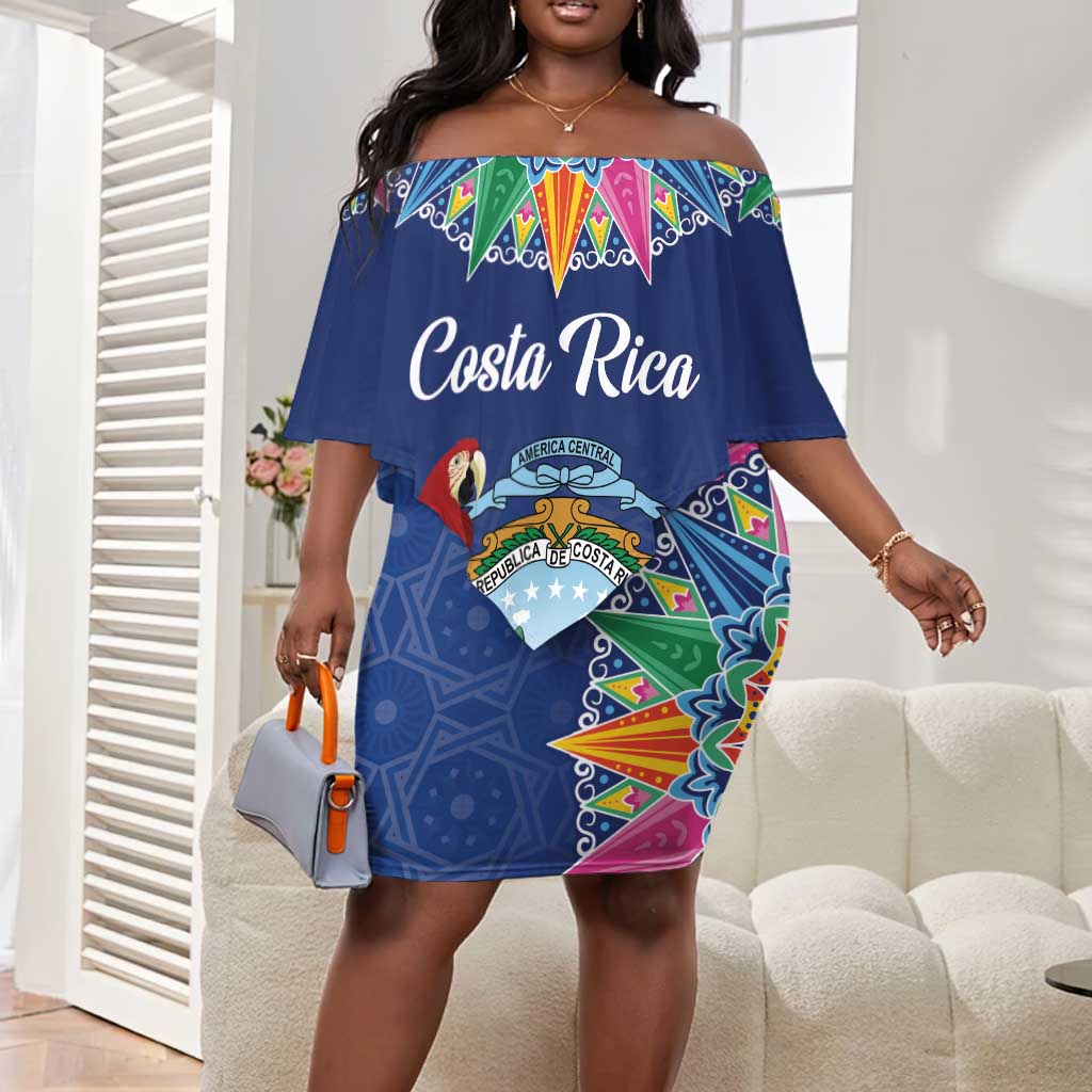 Pura Vida Costa Rica Personalized Off Shoulder Short Dress Oxcart Ornate Inspired - African Pride