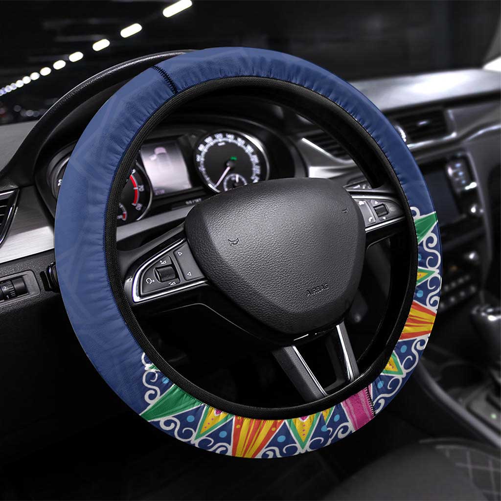 Pura Vida Costa Rica Steering Wheel Cover Oxcart Ornate Inspired - African Pride